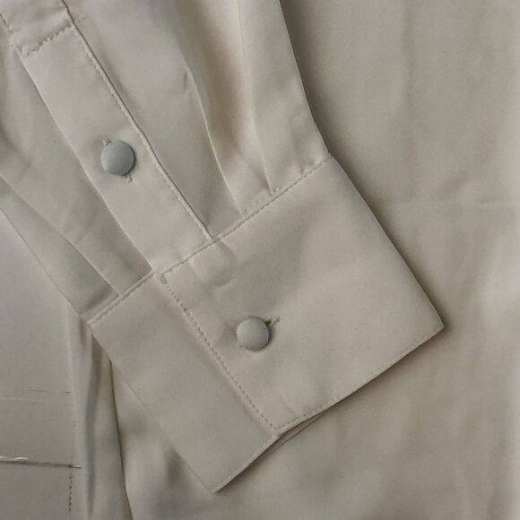 Banana Republic Factory Bubble Hem V-Neck Blouse Snow Day Size Medium NWT - Picture 10 of 16